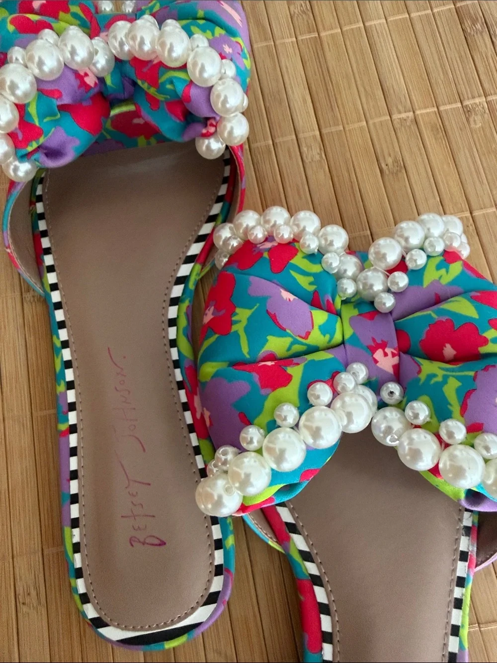 Betsey Johnson Liah Slide Sandal Bright Satin Multi - Picture 3 of 8